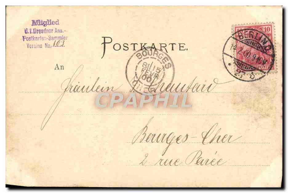 CPA Berlin Hotel Zu Den Jahreszeiten In Der Prinz Albrechts Strasse — Rückseite