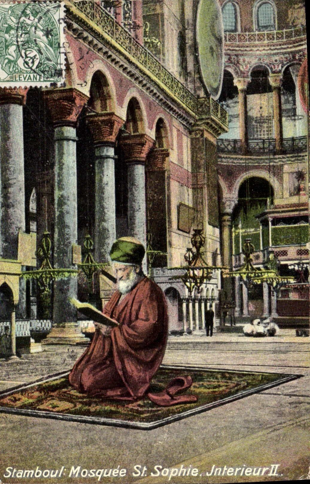 CPA Stamboul Mosquee St Sophie Interieur Turquie Timbre levant 