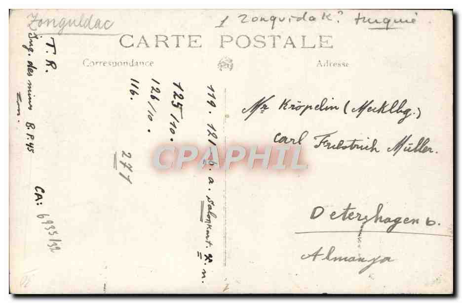 CPA Zonguildac Turquie  — Verso