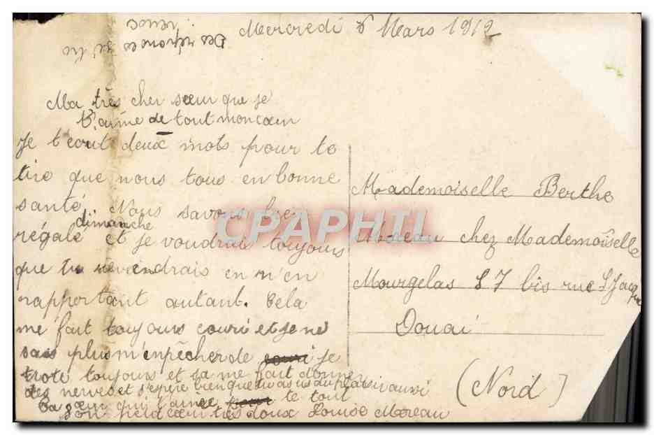 Jeune femme en robe rose et verte tenant un panier de fleurs — Souvenir — FOX, n° 1578.A — Verso