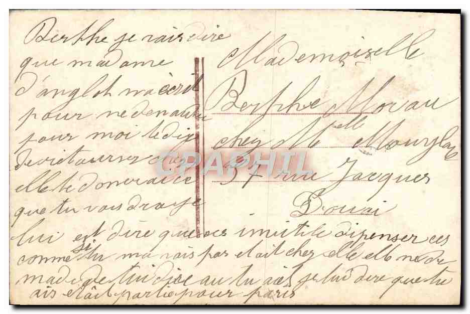 CPA Fantaisie Femme Gare  — Rückseite