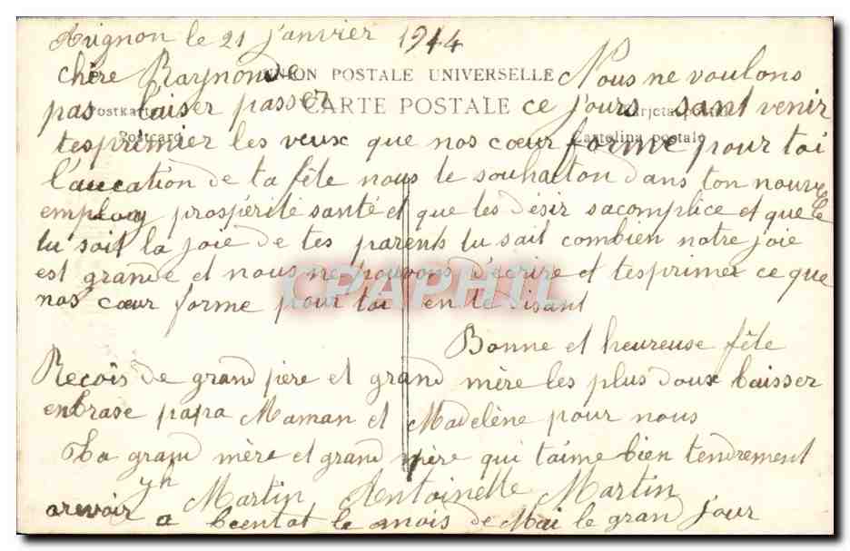 Jeune femme en robe brodée — Bonne Fête — D.H. PARIS n°310 — Verso