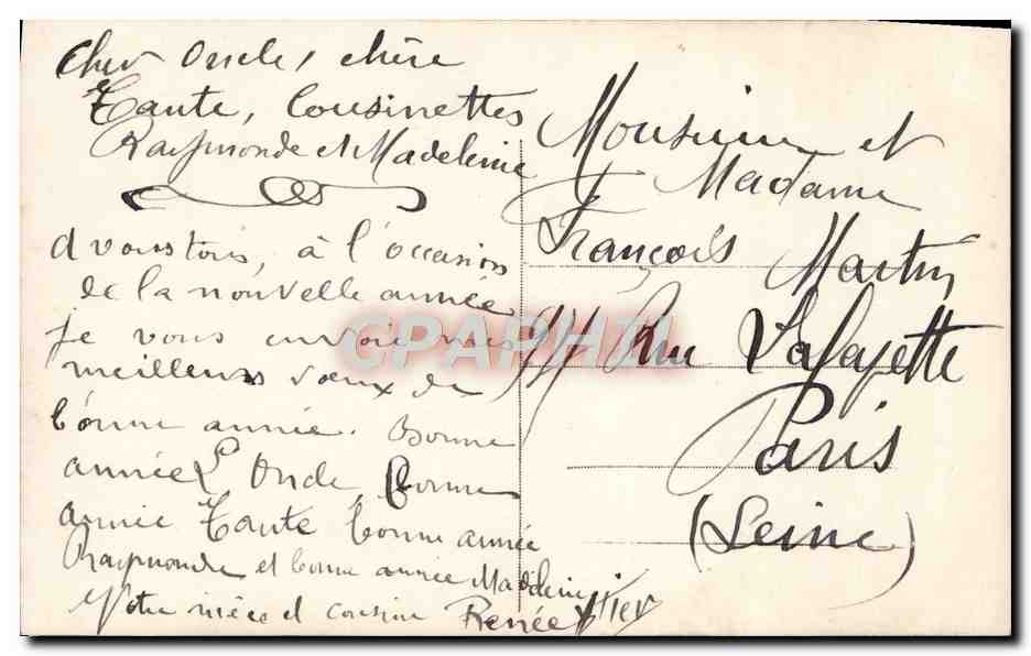 Femme et enfant — Bonne Année — Mussez, n° 1728 — Verso