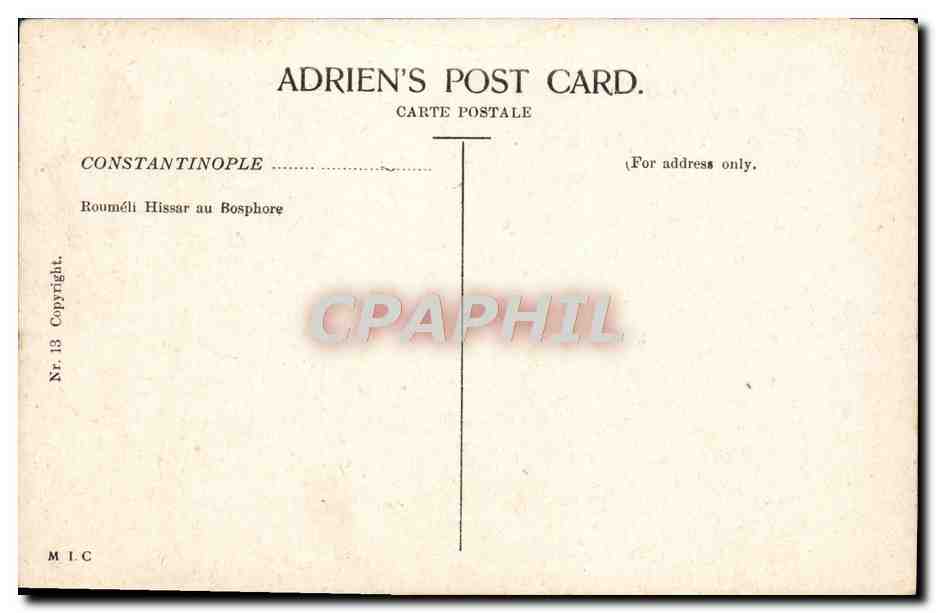 CPA Constantinople Turquie — Verso