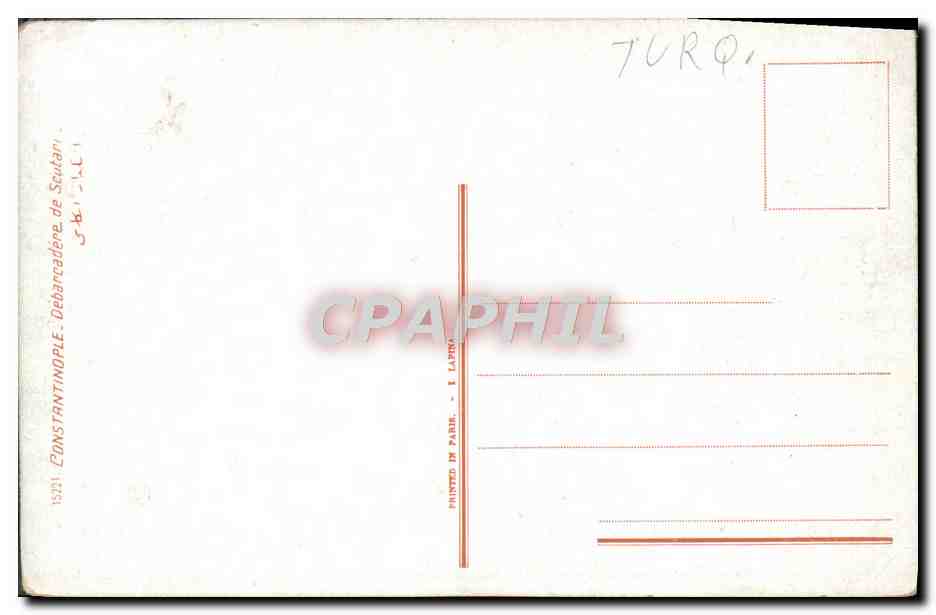 CPA Constantinople Debarcadere De Scutari Turquie — Verso