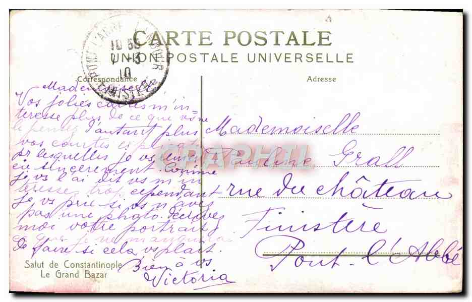 CPA Salut De Constantinople Le Grand Bazar Turquie — Verso