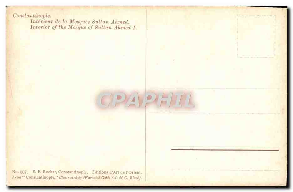 CPA Constantinople Interieur De La Mosquee Sultan Ahmed Turquie — Verso