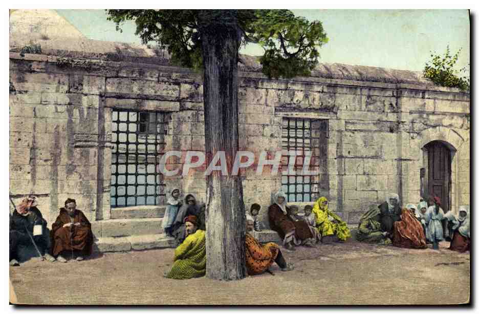 Scène de rue à Istanbul — femmes et enfants sous un arbre — éditeur anonyme, n° de série non visible