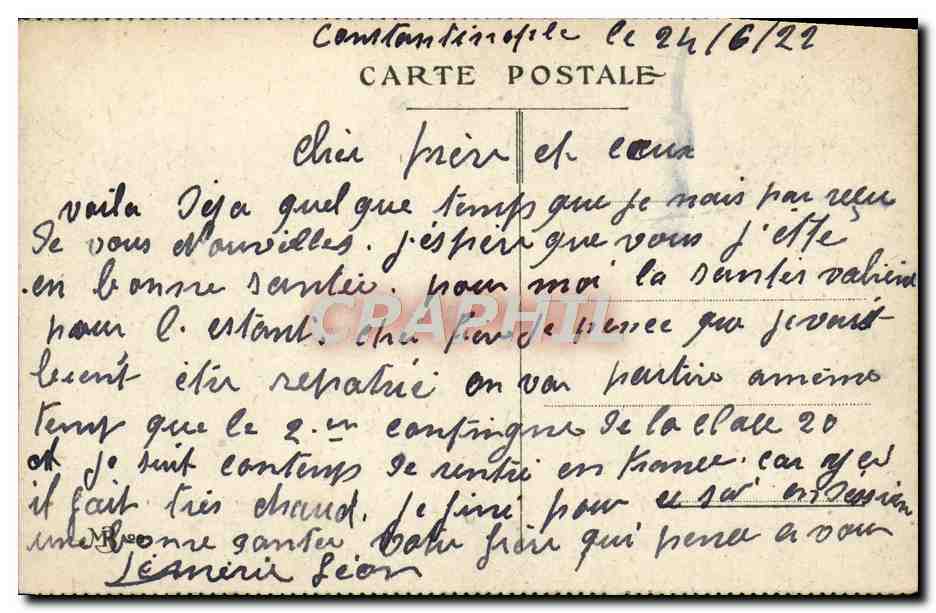 CPA Constantinople Vue De Cabatash Bateau Turquie — Verso