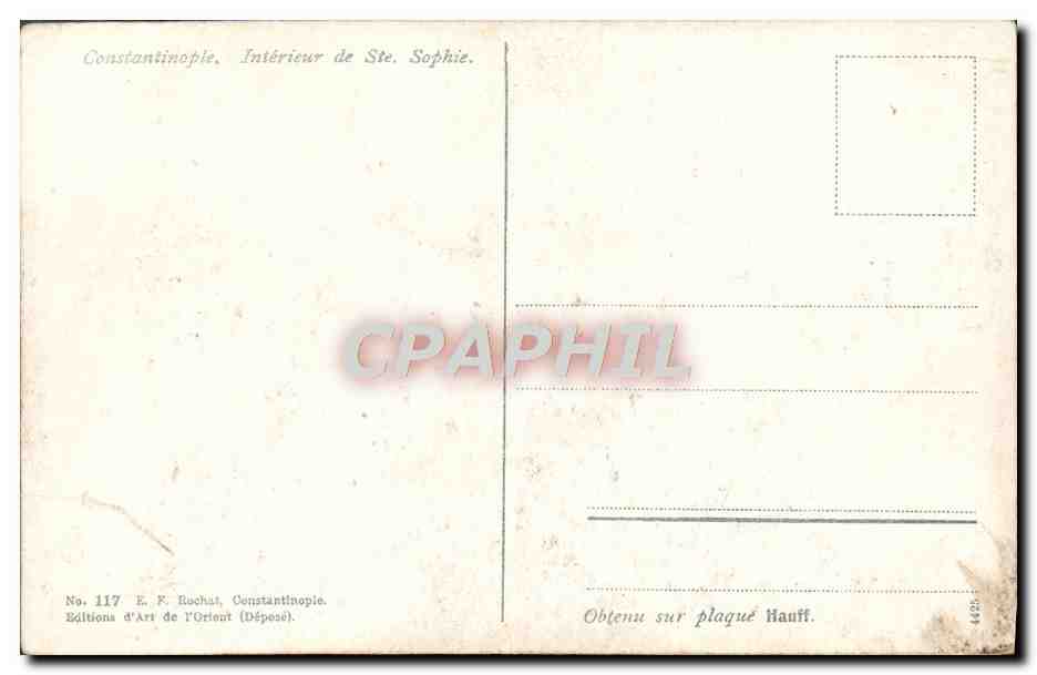 CPA Constantinople Interieur De Ste Sophie Turquie — Verso