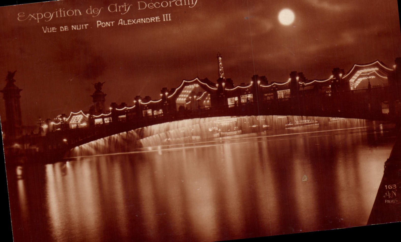 CPA Paris Exposition des Arts Decoratifs Vue De Nuit Pont Alexandre III