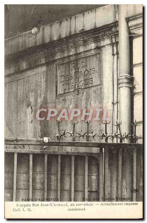 CPA Paris d'Autrefois Rue des Trois visages