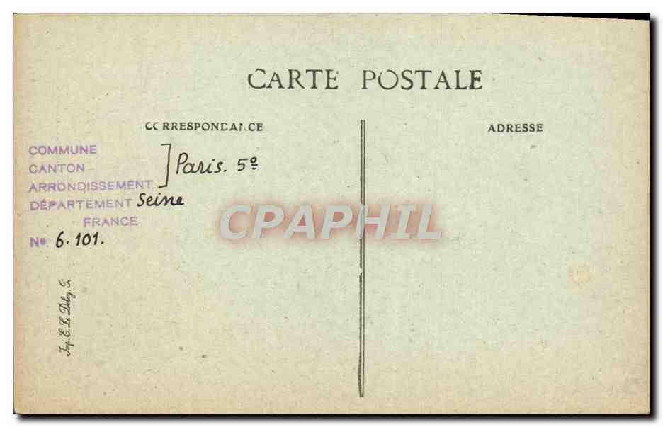 CPA Paris d'Autrefois Rue Saint Julien Le Pauvre Hotel De Laffemas Gouverneur Du Petit Chatelet  — Rückseite
