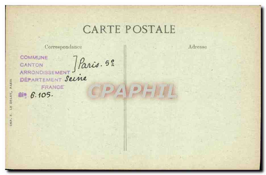 CPA Paris d'Autrefois Rue Cuvier Entree De l'Hotel De Magny Lacepede y habita Jardin des Plantes — Verso