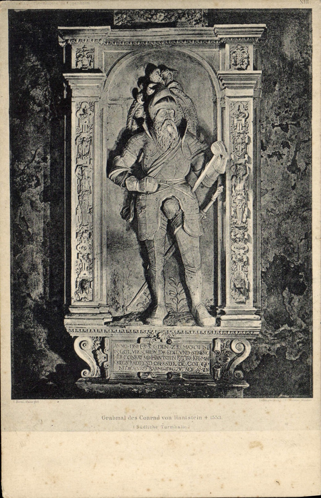 Grabbmal des Conrad von Hanstein — Südtiiche Turmhalle — gravure de Borne, Dresde 1904