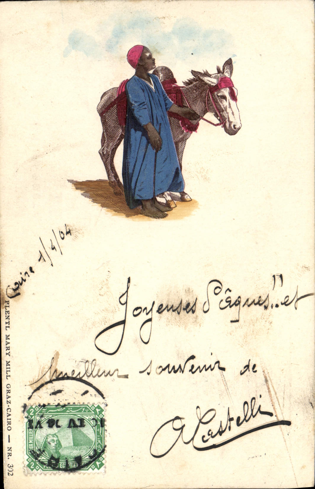 CPA Egypte Enfant et son ane 