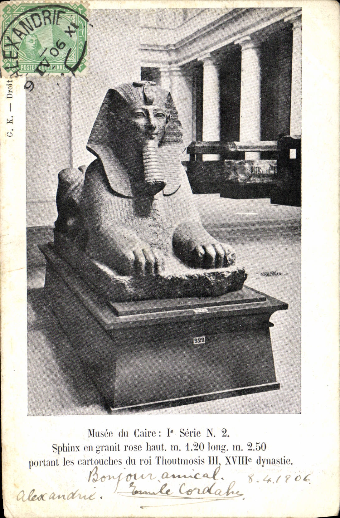CPA Musee Du Caire Sphinx En Granit Rose Haut Egypte Pyramide