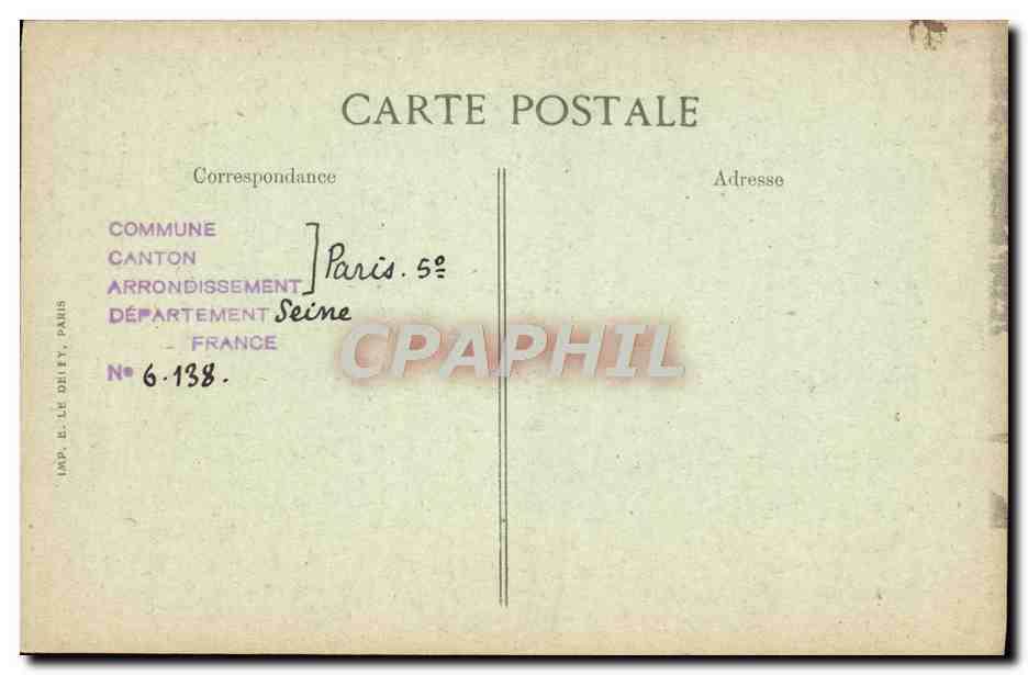 CPA Paris d'Autrefois quai De La Tournelle Ancien Couvent Des Filles De Sainte Genevieve Fonde Par Mme de Miramion  — Rückseite