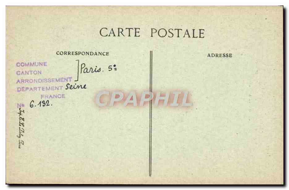 CPA Paris d'Autrefois Rue Saint Jacques Entree De l'Ancien Carmel — Rückseite