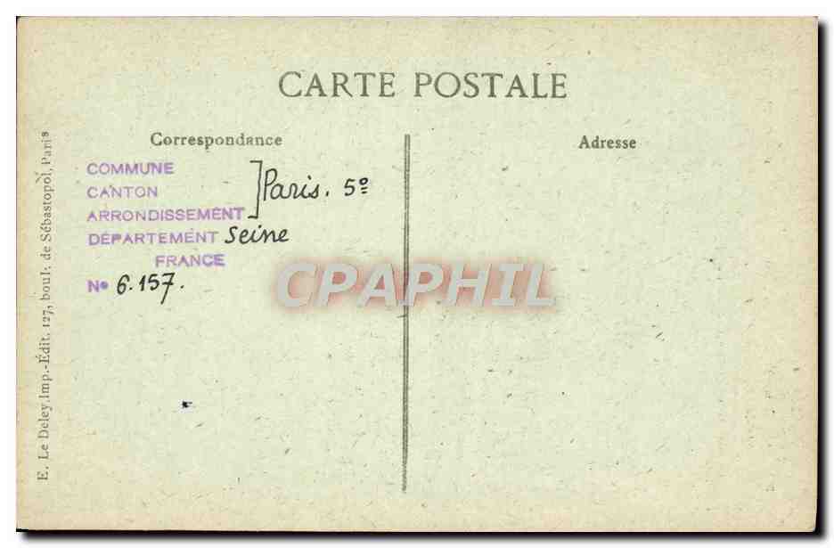 CPA Paris d'Autrefois Rue Descartes Presbytere De l'Eglise Saint Etienne Du Mont Ancienne Demeure du duc d'Orleans  — Rückseite
