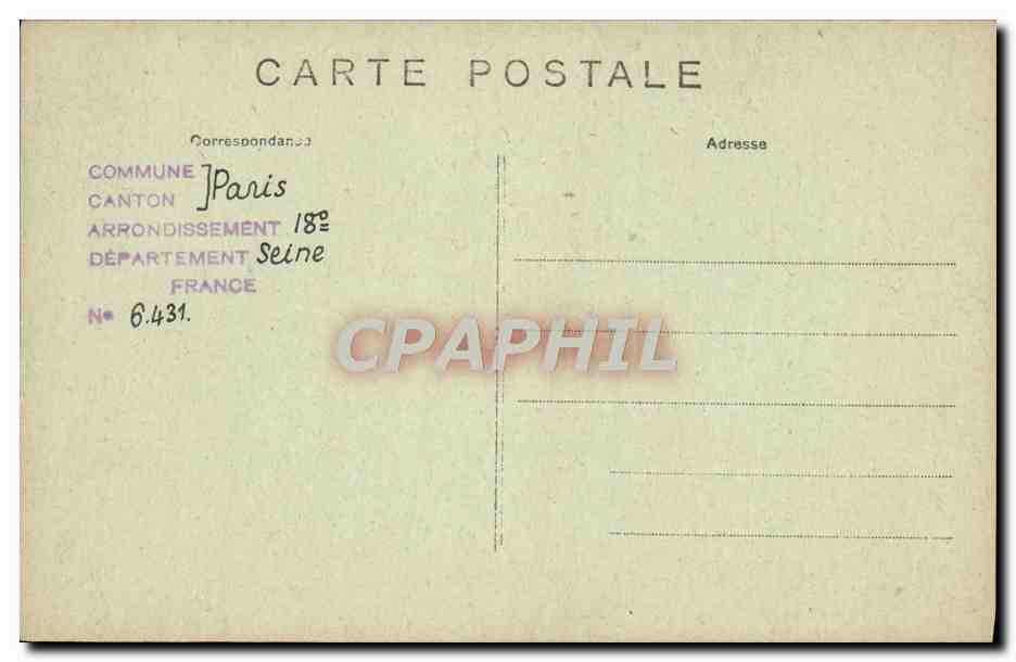 CPA Paris Vieux Montmartre En Ancienne Place De l'Abreuvoir Aujourd Hui Place Constanun Pecqueur Abreuvoir  — Rückseite
