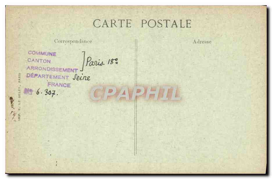 CPA Paris d'Autrefois Rue Du Mont Cenis La Tombe Du Premier Maire De Montmartre — Rückseite