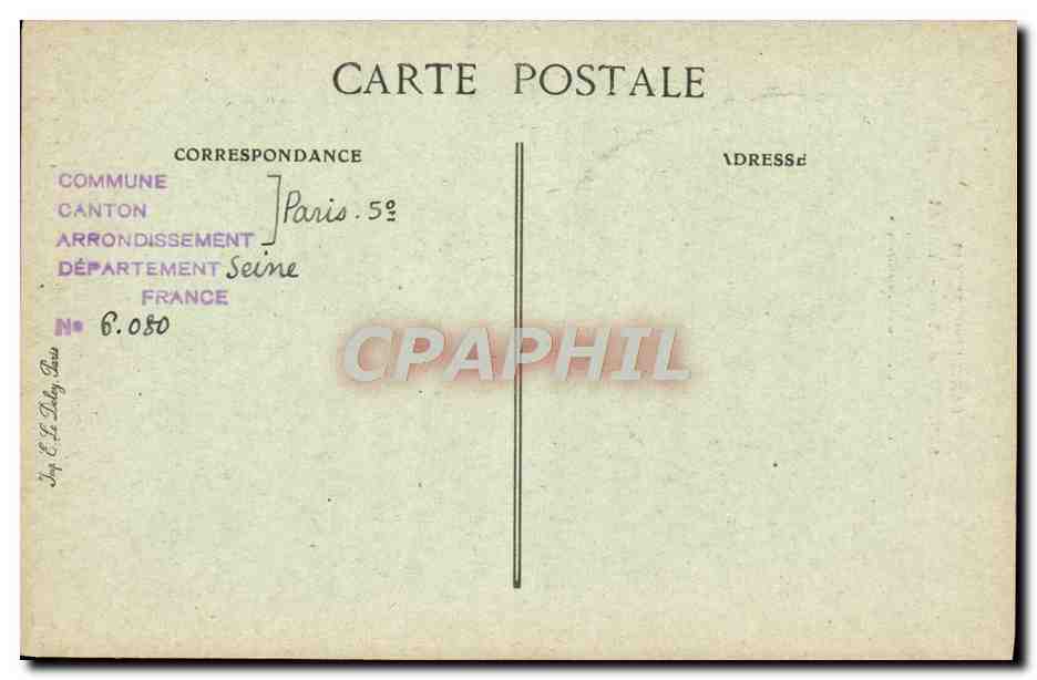 Paris d'autrefois — Rue Saint-Médard, vieille rue du XVIe siècle, quartier des Mouffettes — éditeur C. L. G. — Verso