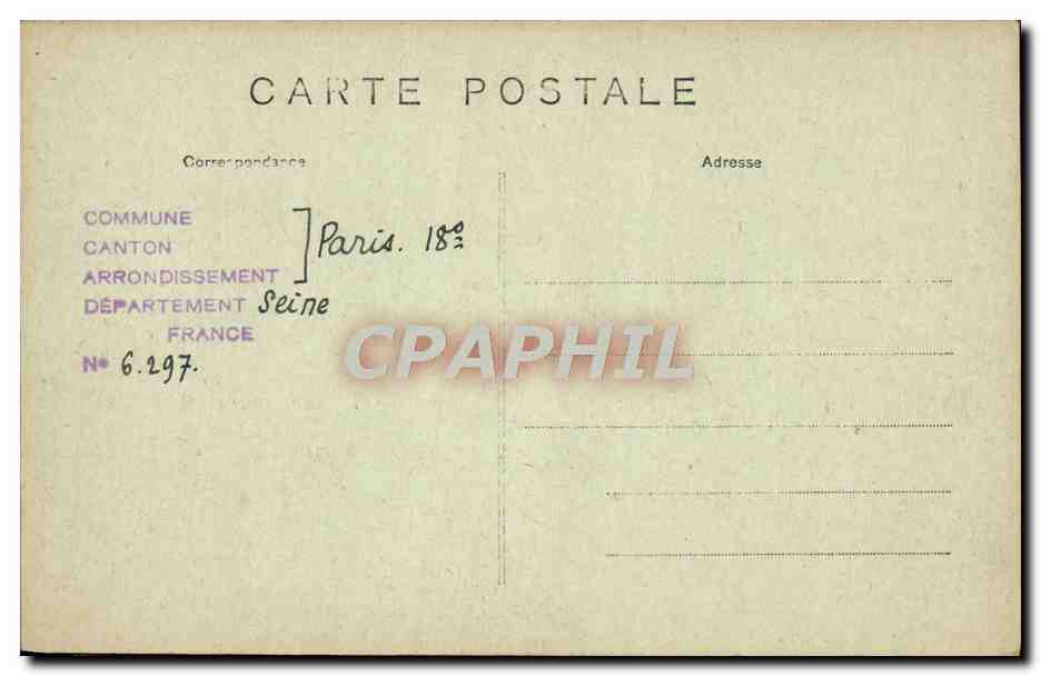 CPA Paris Vieux Montmartre Rue De l'Abreuvoir Date Anciennement Commune De Montmartre Chemin De l'Abreuvoir — Rückseite
