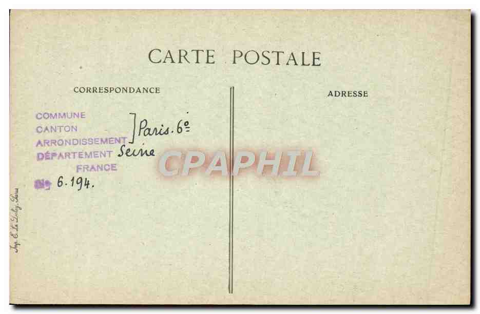 CPA Paris D'Autrefois Rue Seguier Hotel De Seguier — Rückseite