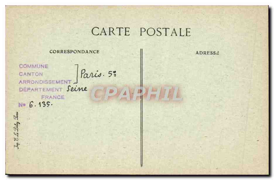 CPA Paris D'Autrefois Rue De Poissy Restes Du Couvent Des Bernardins — Rückseite