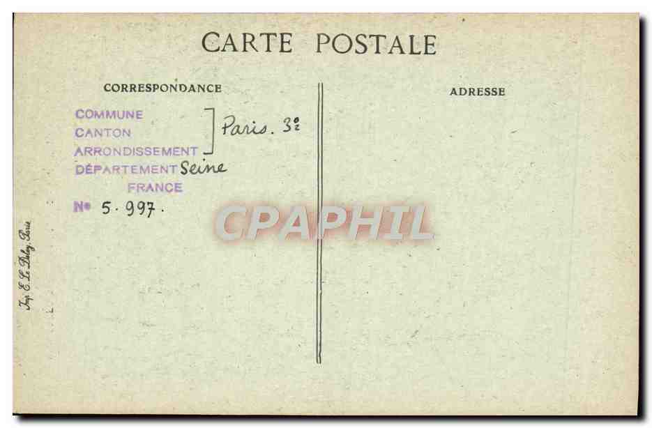 CPA Paris D'Autrefois Rue De Thorigny Hotel Thomas De Lisle President Au Grand Conseil Automobile  — Rückseite