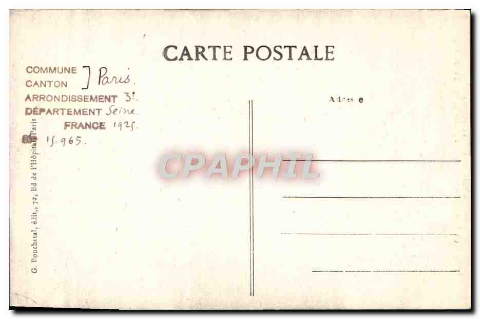 CPA Musee Carnavalet Porche De l'Entree Fronton Sculpte De Jean Goujon — Rückseite