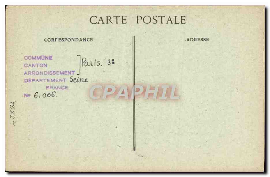 Paris d'autrefois — Rue de Normandie (percée en 1696) — Vieille maison basse près la rue Saintonge — B.D. n° 187 — Verso