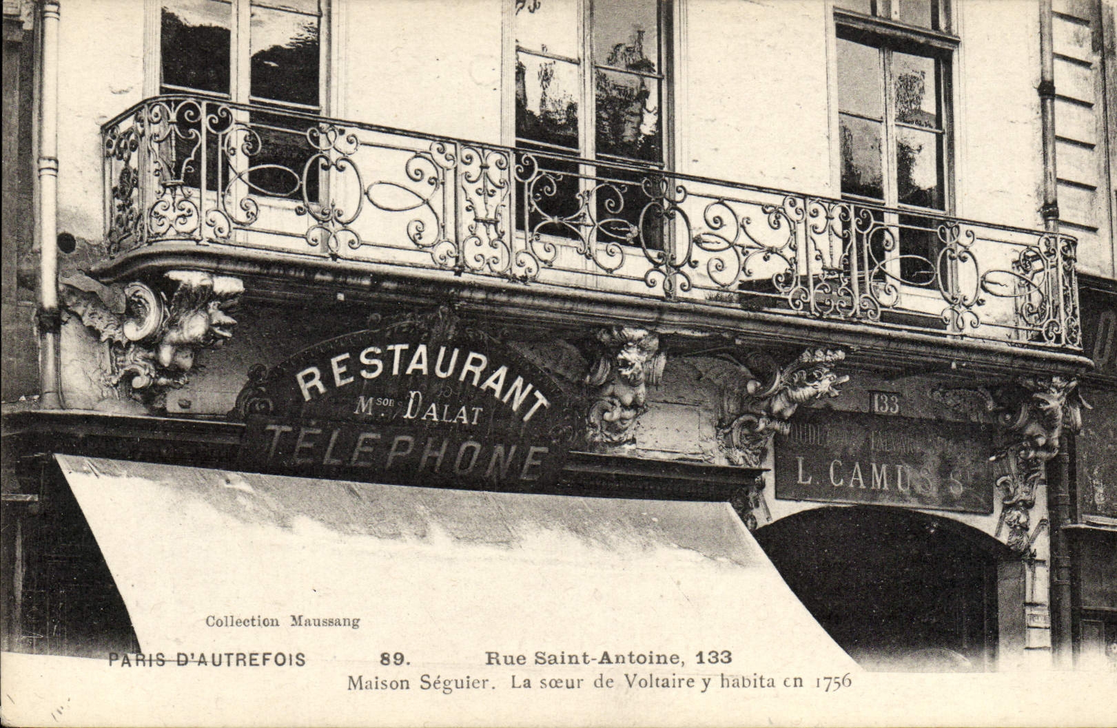 CPA Paris D'Autrefois Rue Saint Antoine Maison Seguier La Soeur De Voltaire y habita en 1756 Restaurant Dalat