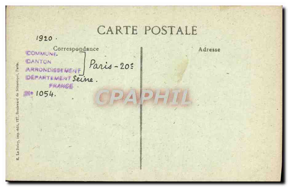 CPA Paris D'Autrefois Rue De Bagnolet Ancien Rendez Vous De Chasse De Philippe II dit le Regent  — Rückseite