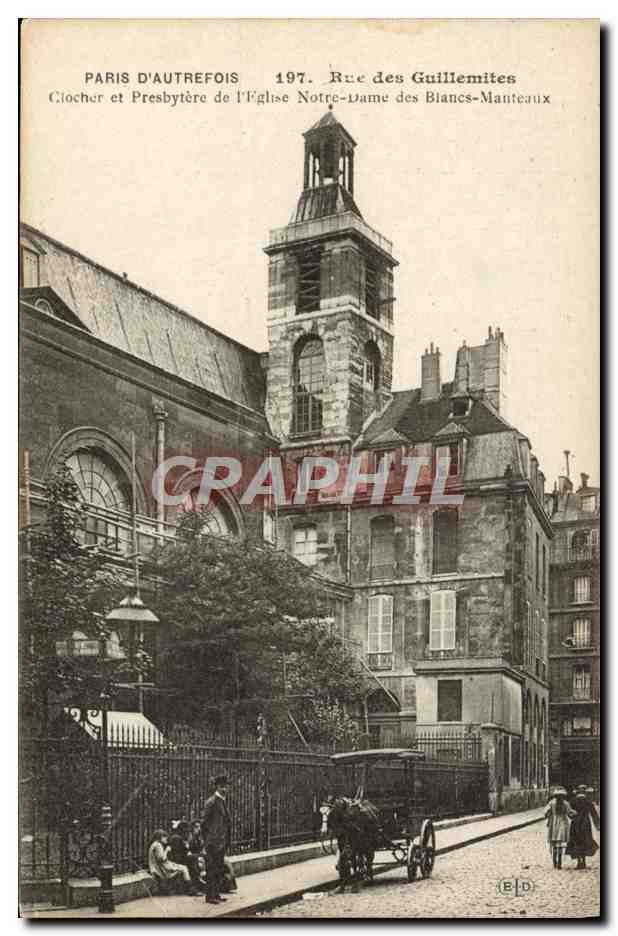 CPA Paris D'Autrefois Rue Des Guillemites Clocher Et Presbytere De l'Eglise Notre Dame Des Blancs Manteaux