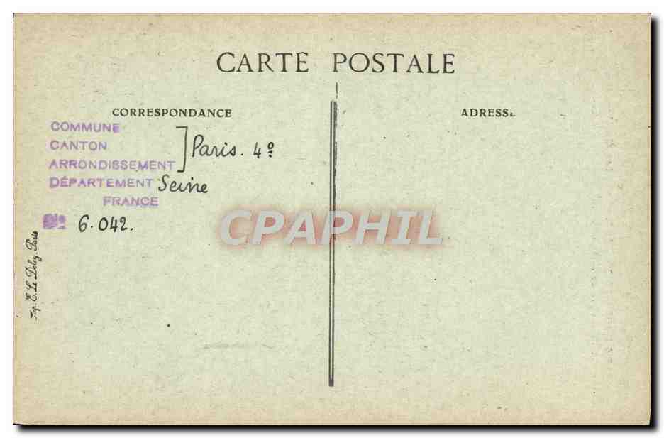 CPA Paris D'Autrefois Rue Des Guillemites Clocher Et Presbytere De l'Eglise Notre Dame Des Blancs Manteaux — Verso