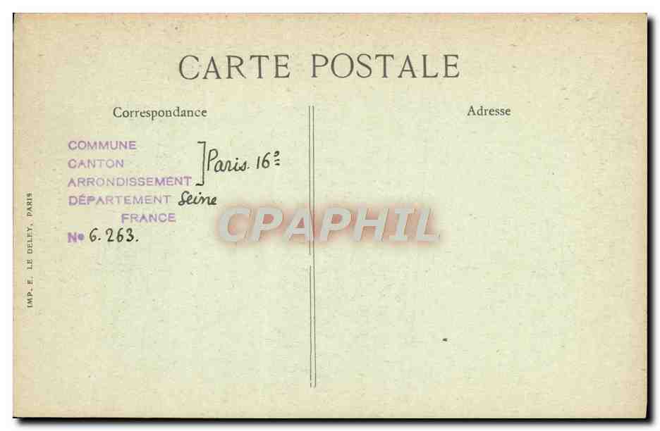 CPA Paris D'Autrefois Rue d'Auteuil Hotel De Puscher Chardon Lagache y habita — Verso