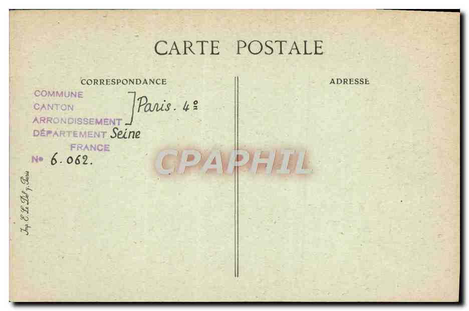 CPA Paris D'Autrefois Quai Des Celestins Detail Des Sculptures Au Rez De Chaussee De l'Hotel De Fieubet — Rückseite