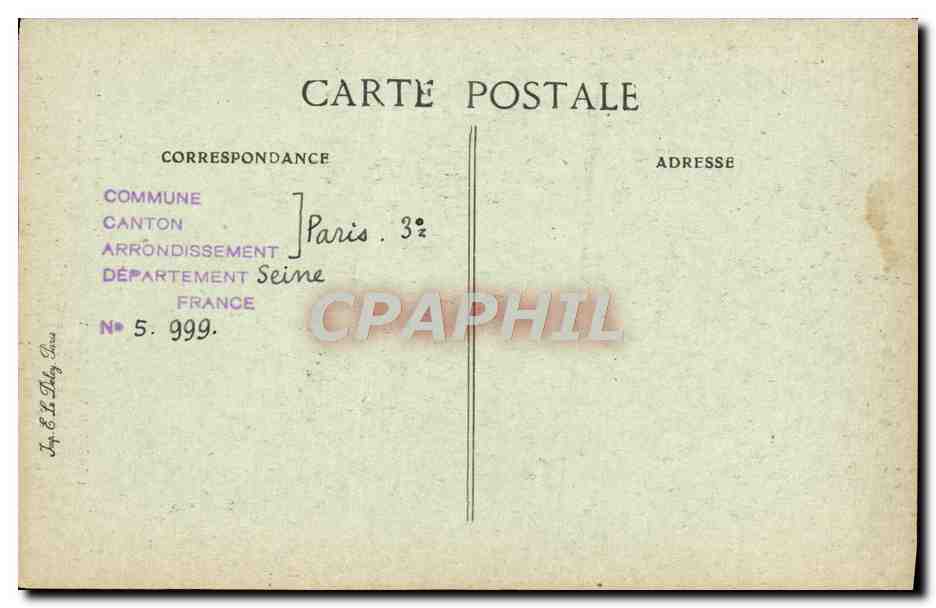 CPA Paris d'Autrefois Rue Charlot Entree De l'Hotel Du Marquis De Boulainvilliers Prevot de Paris  — Rückseite