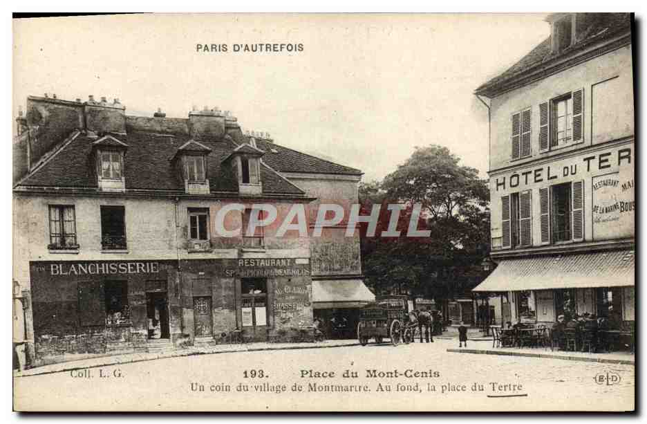 CPA Paris d'Autrefois Place Du Mont Cenis Un Coin Du Village De Montmartre Au Fond La Place Du Tertre Blanchisserie