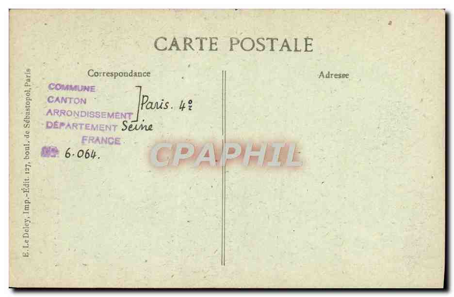 CPA Paris d'Autrefois Rue Geoffroy L'ancien Hotel De Chalons Famille de marchands enrichis dans la Rouennerie Lion — Rückseite