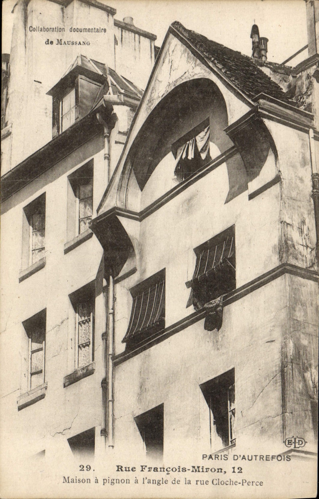 CPA Paris d'Autrefois Rue Francois Miron Maison A Pingon A l'Angle De a Rue Cloche Perce
