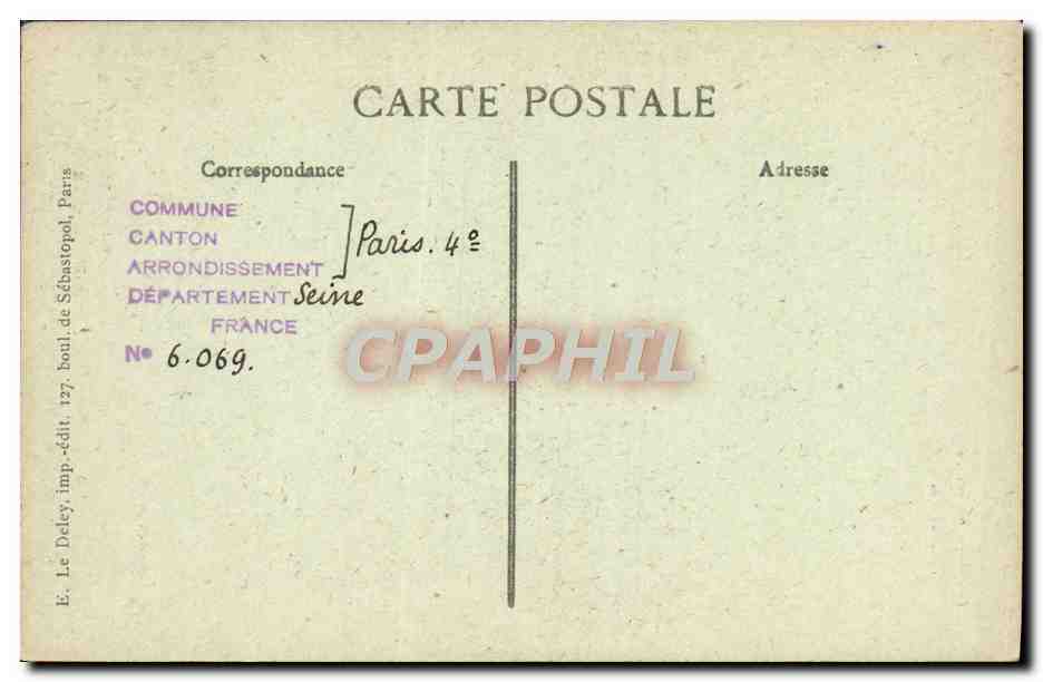 CPA Paris d'Autrefois Rue Francois Miron Maison A Pingon A l'Angle De a Rue Cloche Perce — Rückseite