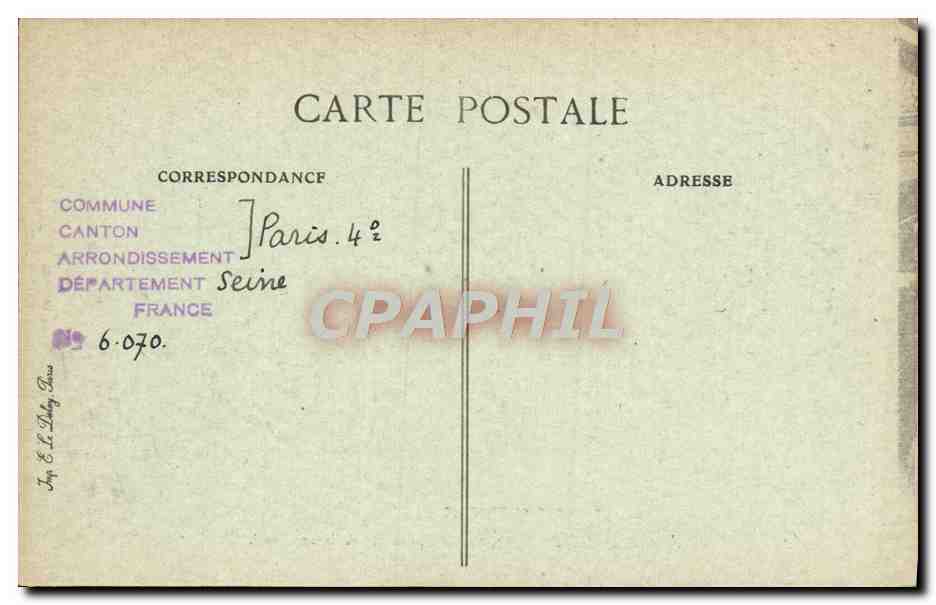 CPA Paris d'Autrefois Rue Du Temple Cour De l'Auberge De l'Aigle d'Or — Rückseite