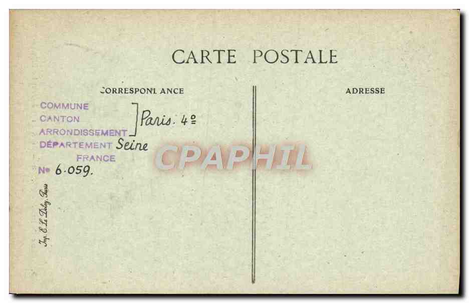 CPA Paris d'Autrefois Rue Saint Merri Hotel Du President Le Rebours — Verso