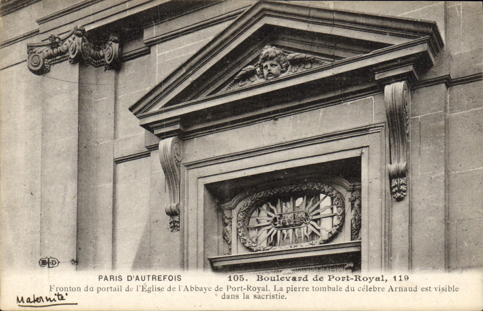 CPA Paris d'Autrefois Boulevard De Port Royal Fronton Du Portail De l'Eglise De l'abbaye De Port Royal