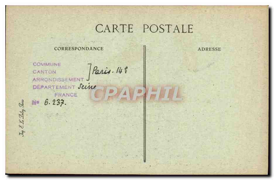 CPA Paris d'Autrefois Boulevard De Port Royal Fronton Du Portail De l'Eglise De l'abbaye De Port Royal — Rückseite