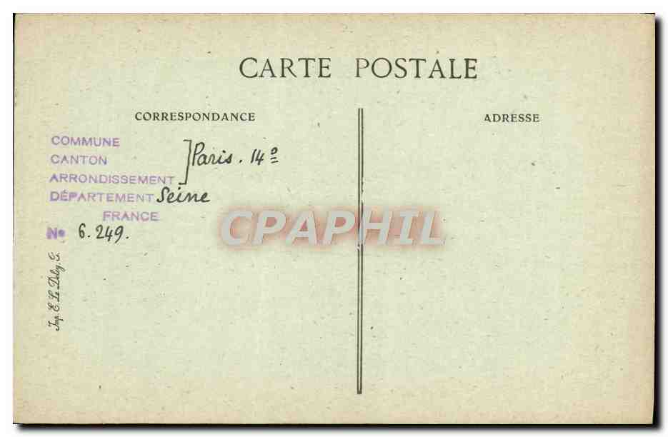CPA Paris d'Autrefois Rue Cassini  — Rückseite