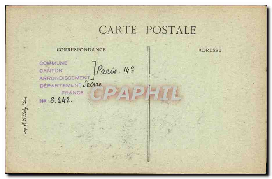 CPA Paris d'Autrefois Place Denfert Rochereau Ancienne Barriere D'Enfer — Rückseite